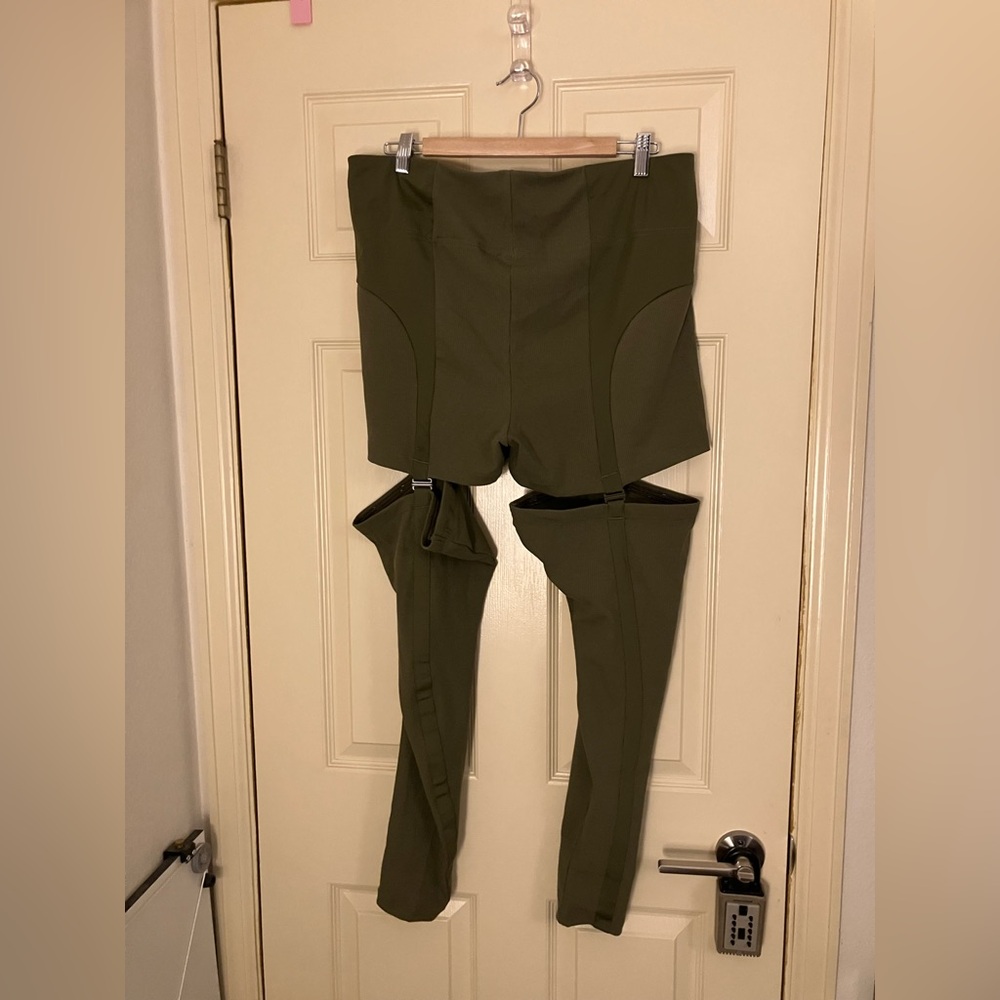 Adidas originals olive detachable two in one rib knit leggings XL 14 16 - Picture 5 of 7